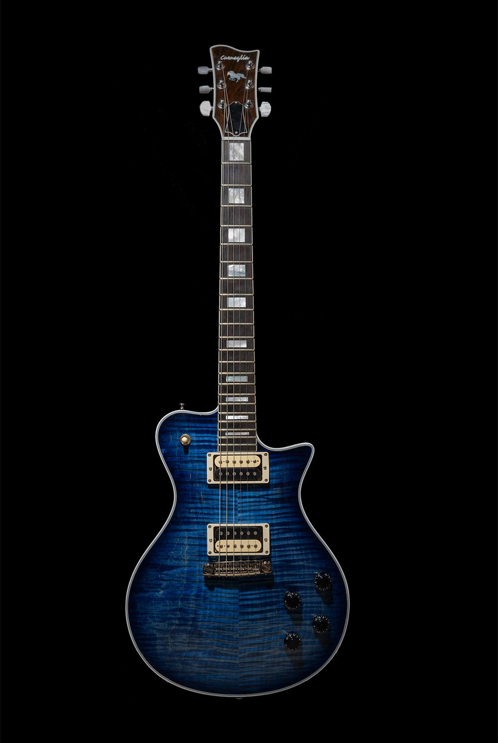 Carneglia Master Series Stallion Standard Wraparound Electric Guitar with Brazilian Rosewood - Ultra Marine Blue Burst