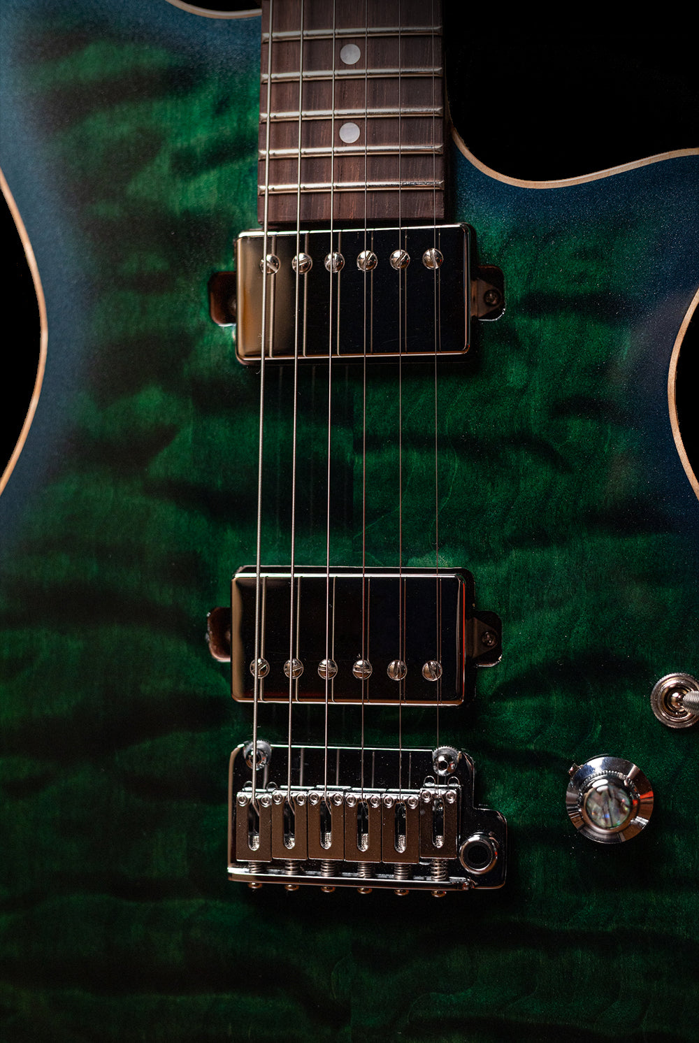 Carneglia Sublime Flame Maple Top Electric Guitar - Green Burst Metallic