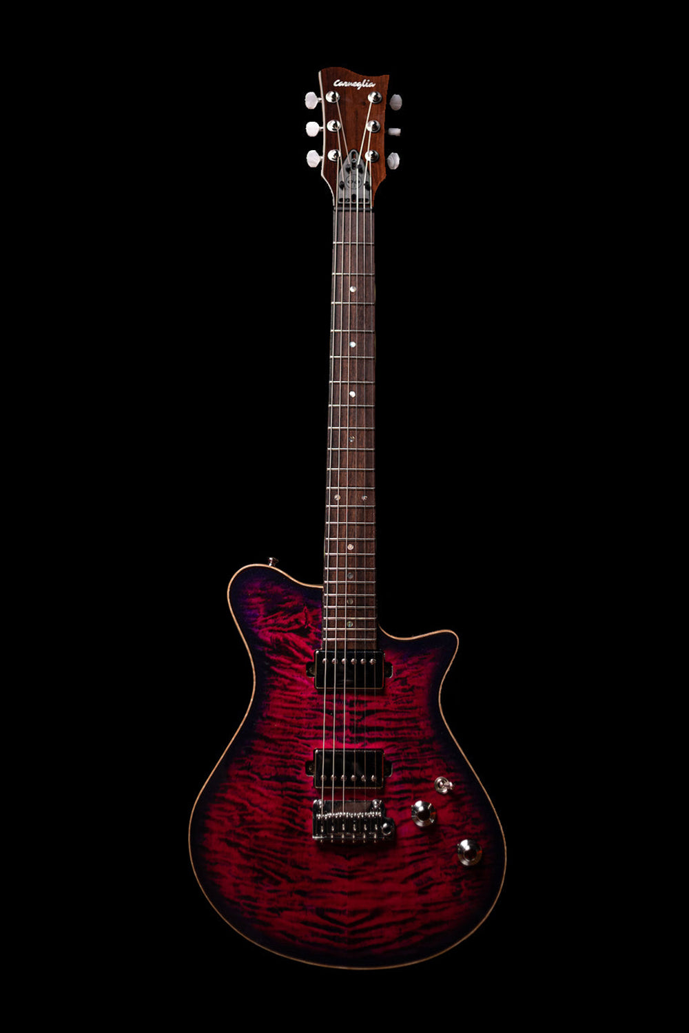 Carneglia Custom Shop Sublime Flame Maple Top Electric Guitar - Magenta Burst Metallic with Lambo Matte back