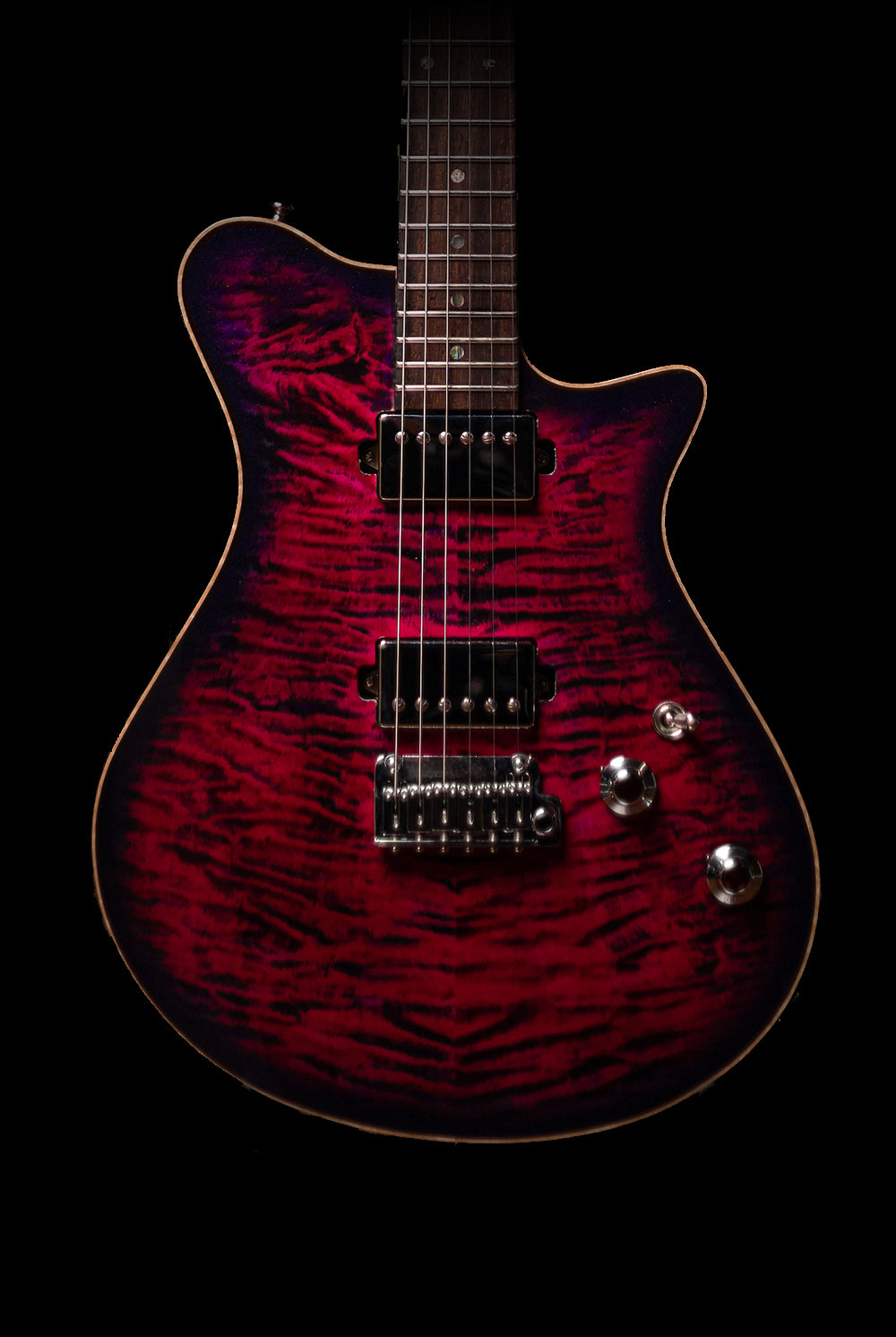 Carneglia Custom Shop Sublime Flame Maple Top Electric Guitar - Magenta Burst Metallic with Lambo Matte back