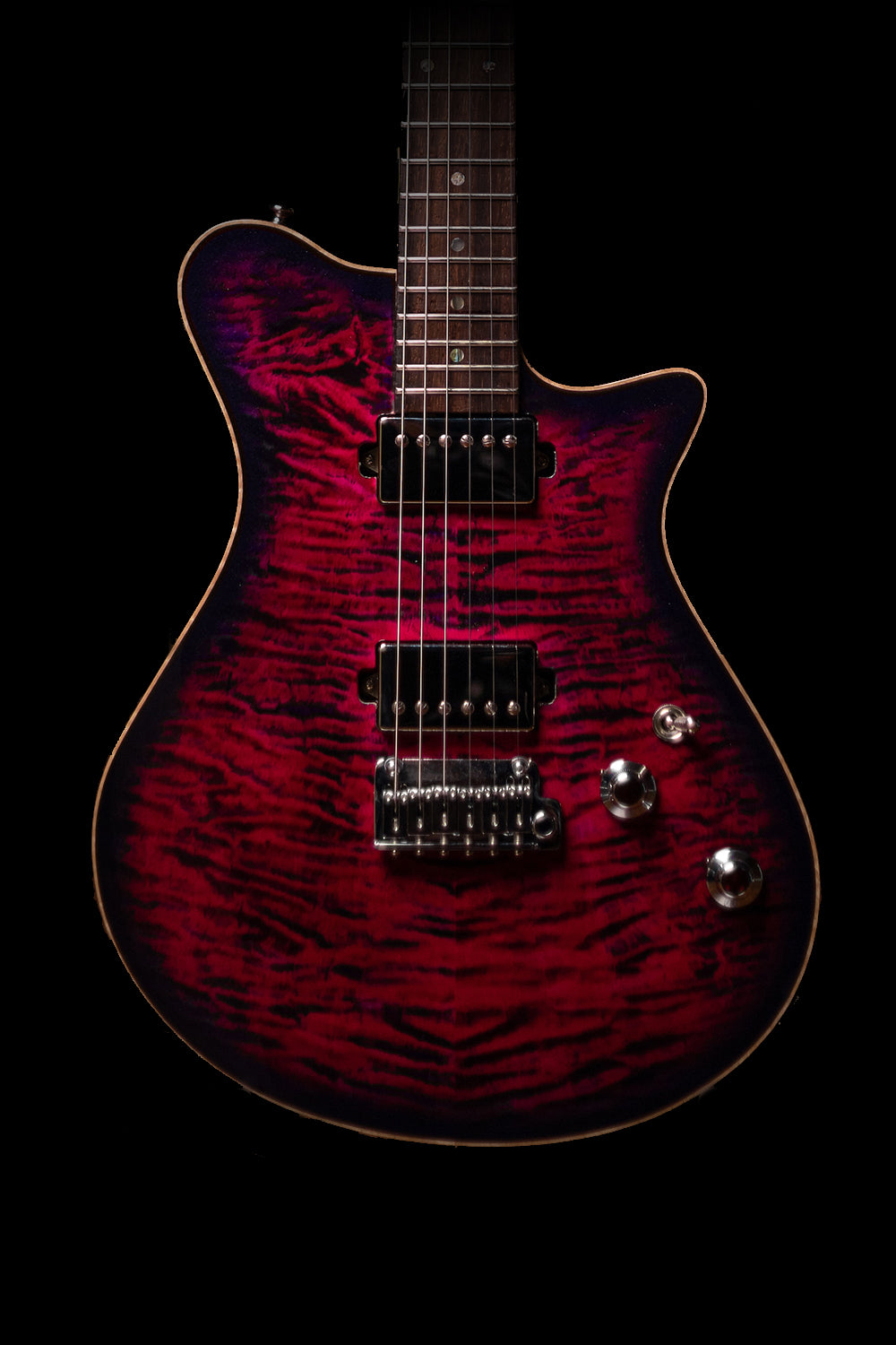 Carneglia Custom Shop Sublime Flame Maple Top Electric Guitar - Magenta Burst Metallic with Lambo Matte back