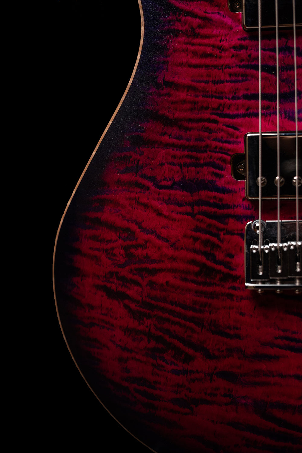 Carneglia Custom Shop Sublime Flame Maple Top Electric Guitar - Magenta Burst Metallic with Lambo Matte back