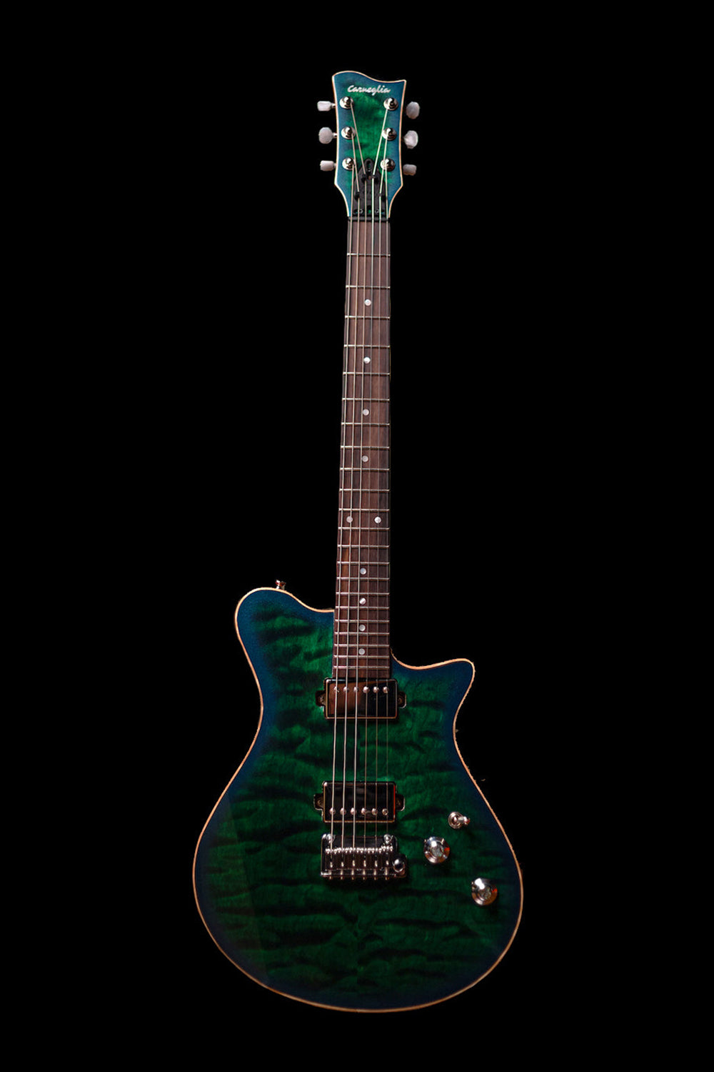 Carneglia Custom Shop Sublime Flame Maple Top Electric Guitar - Green Metallic Burst with Lambo Matte back