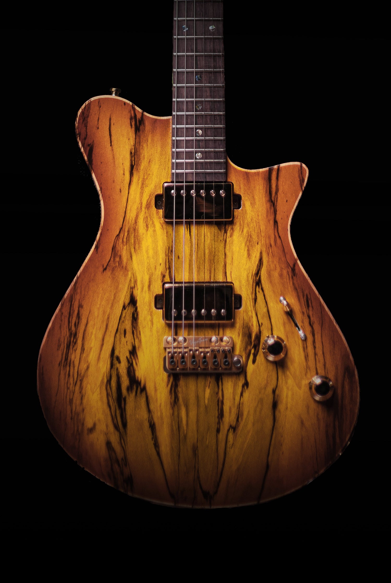 Carneglia Custom Shop Sublime Spalted Top Electric Guitar with Brazilian Fretboard - Honey Burst