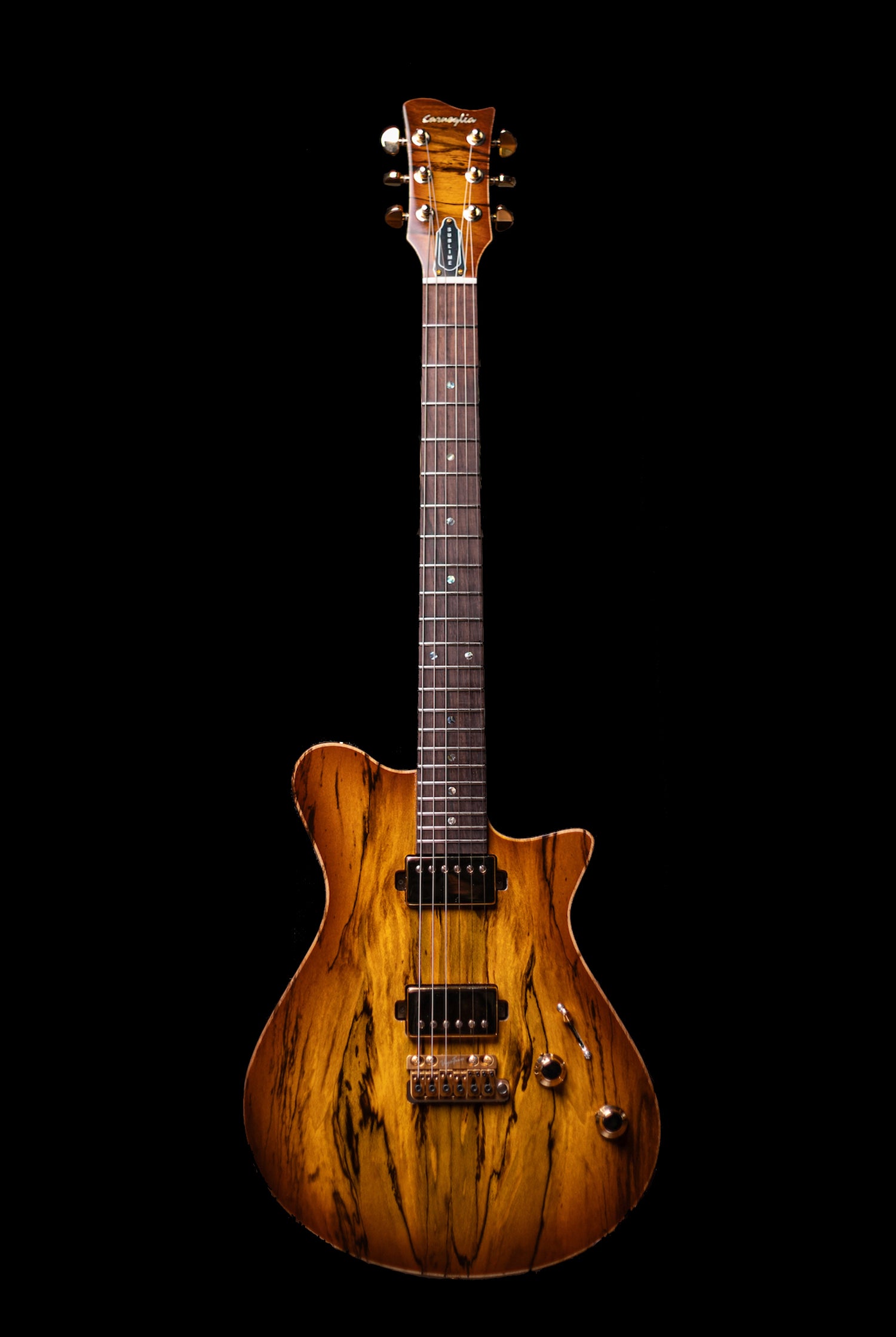 Carneglia Custom Shop Sublime Spalted Top Electric Guitar with Brazilian Fretboard - Honey Burst