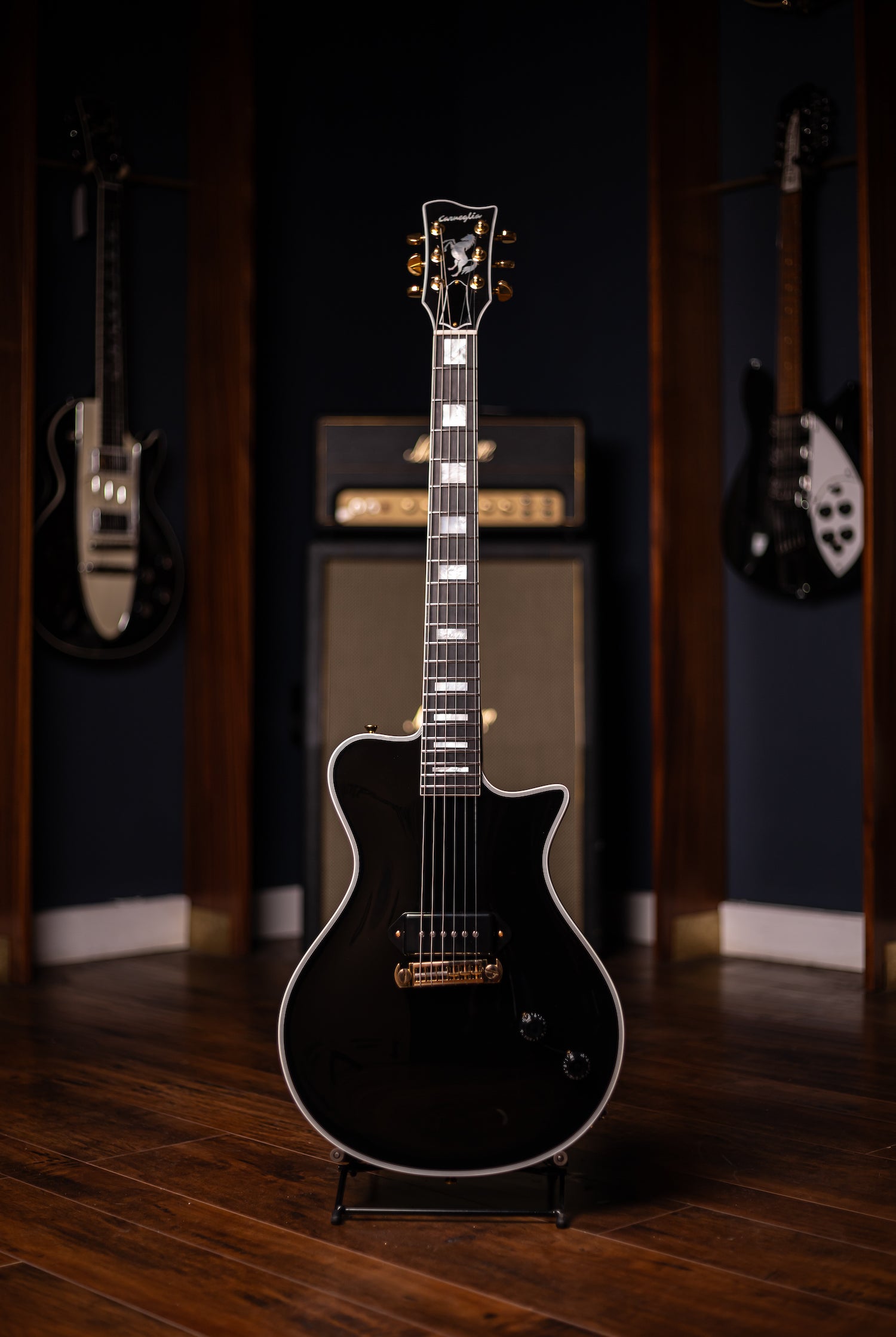 Carneglia Custom Shop Stallion Custom P-90 Wraparound Electric Guitar with Ebony Fretboard - Ebony