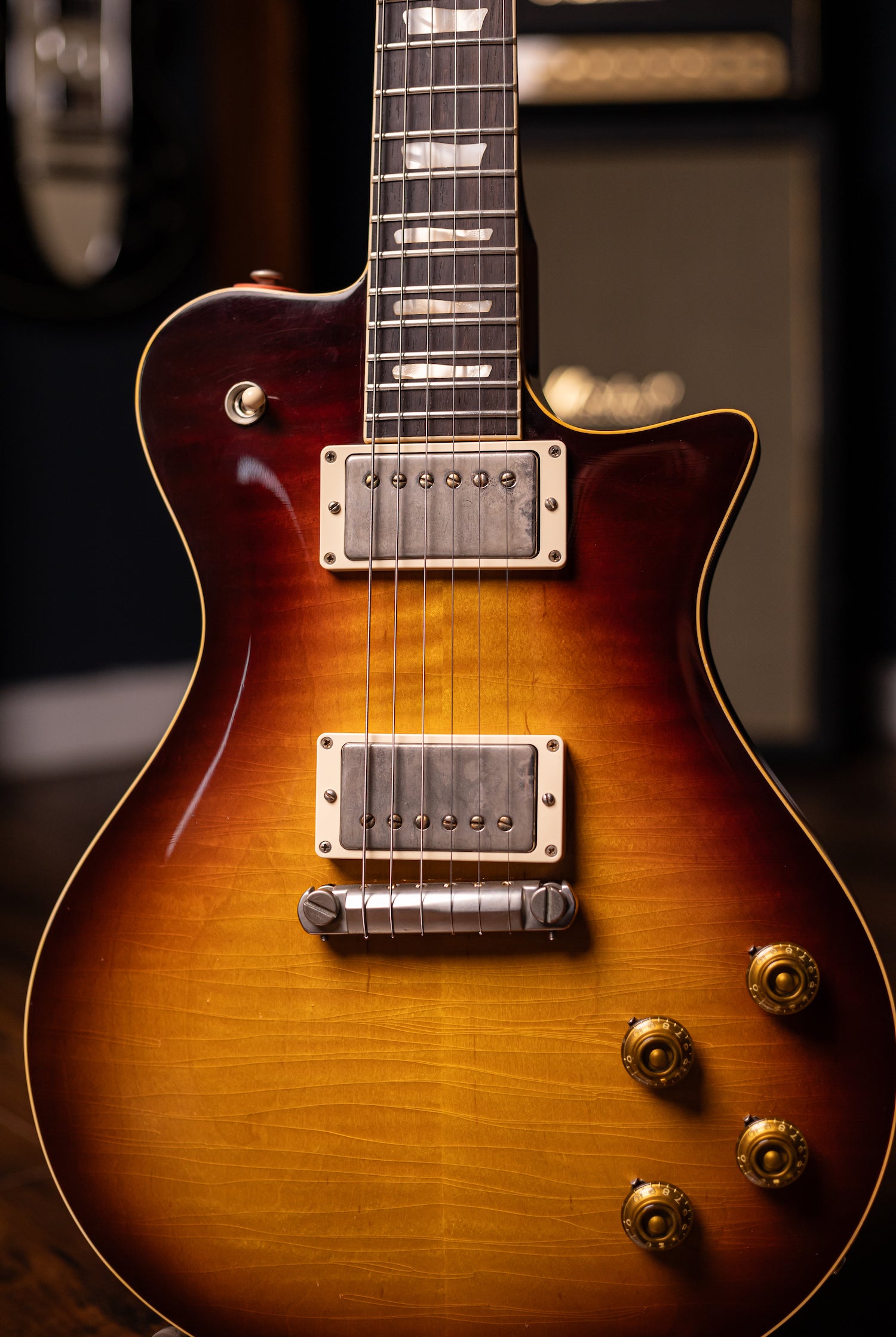 Carneglia Master Series Stallion Standard Wraparound Electric Guitar with Brazilian Rosewood - Aged Bourbon Burst