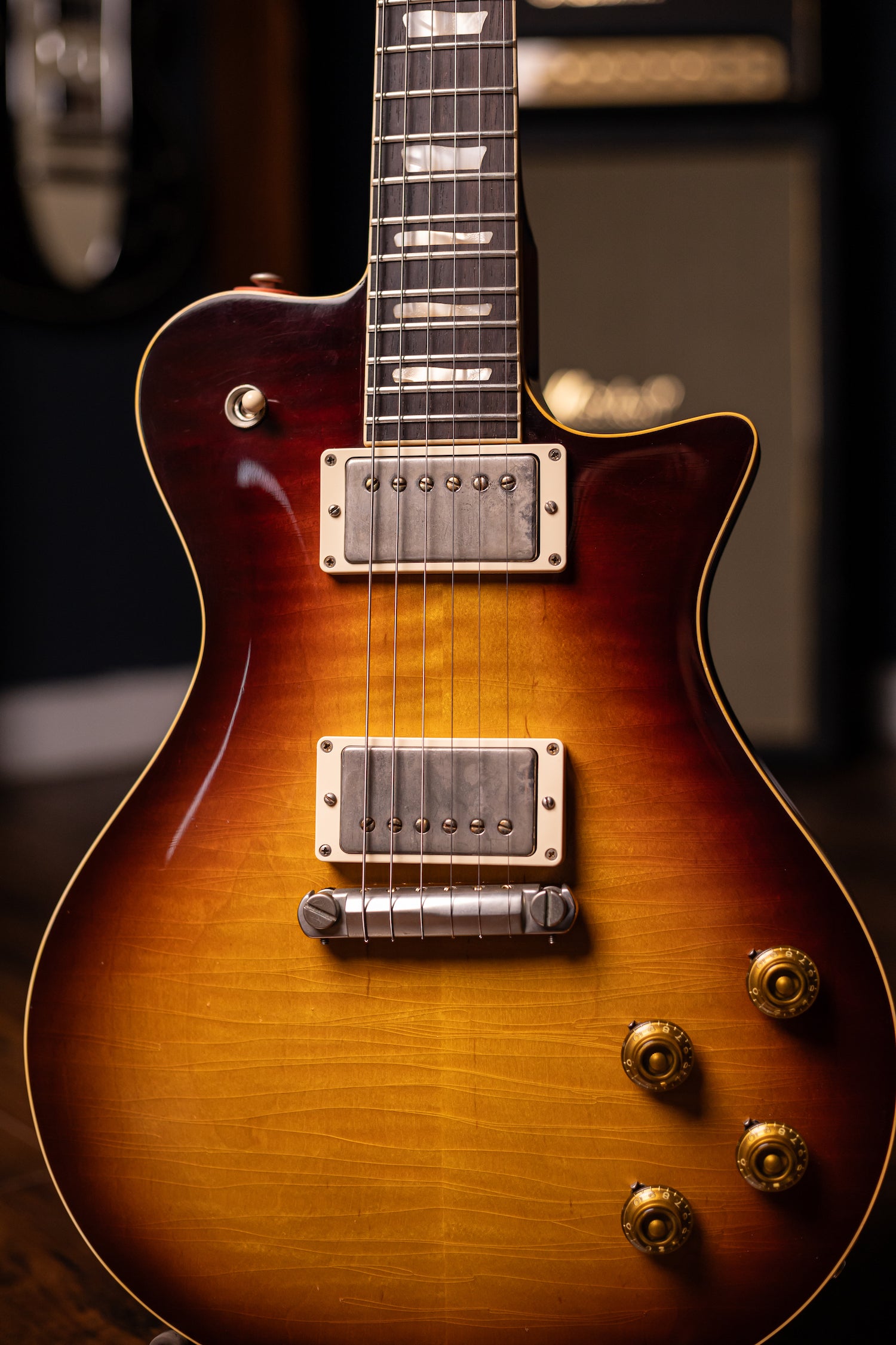 Carneglia Master Series Stallion Standard Wraparound Electric Guitar with Brazilian Rosewood - Aged Bourbon Burst