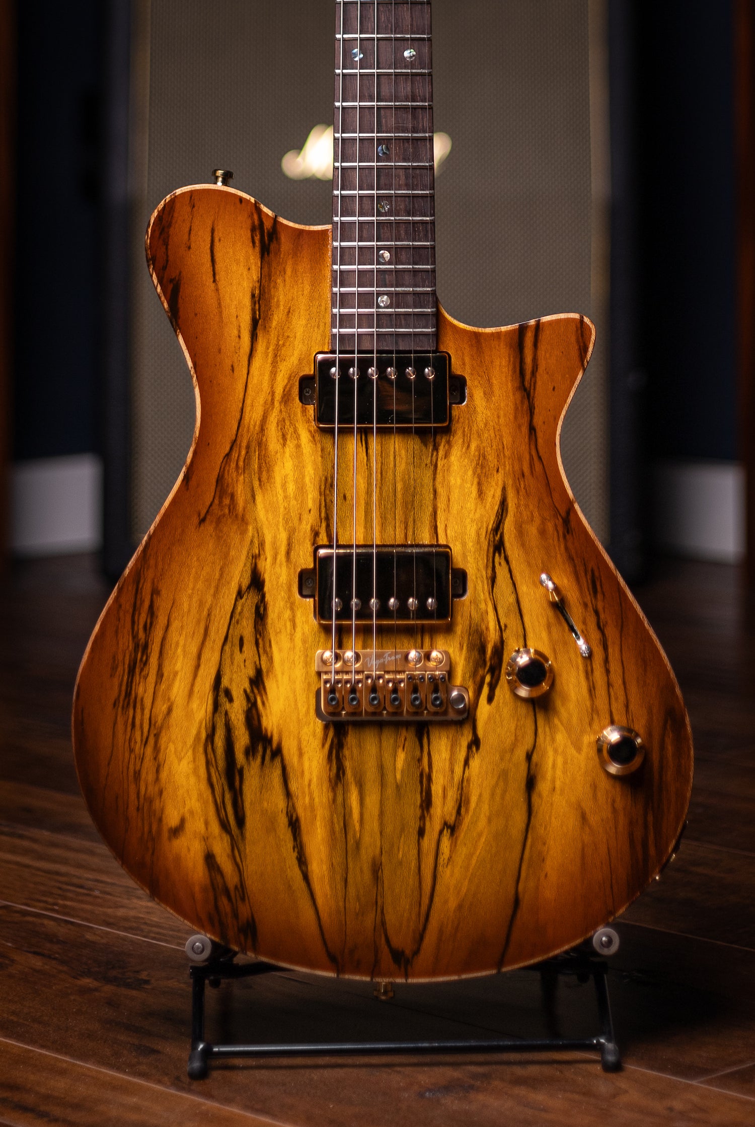 Carneglia Custom Shop Sublime Spalted Top Electric Guitar with Brazilian Fretboard - Honey Burst