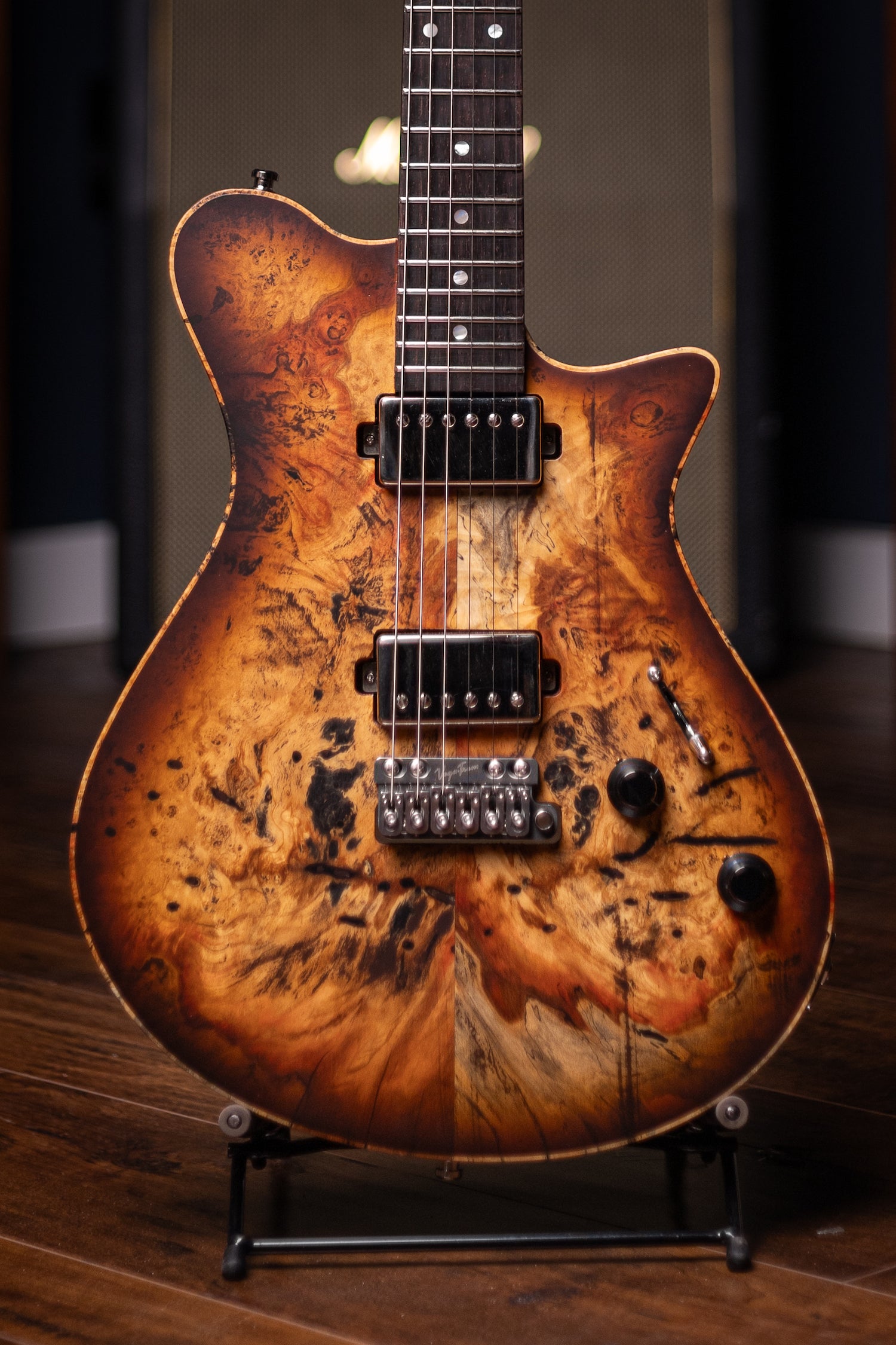 Carneglia Sublime Burl Top Electric Guitar with Brazilian Fretboard - Tobacco Burst