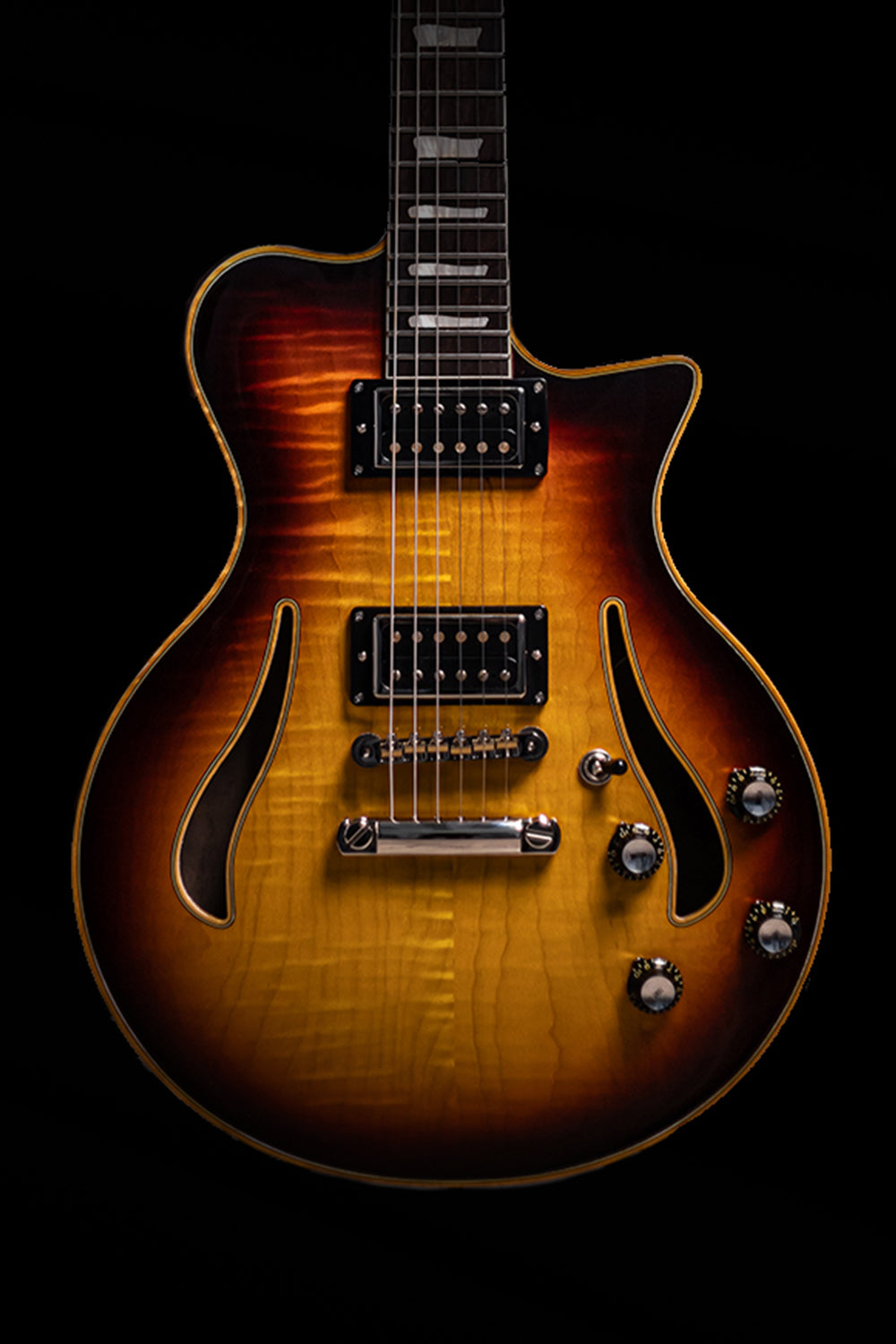 Carneglia Master Series Sonora Custom Semi-Hollow Electric Guitar with Brazilian Rosewood - Bourbon